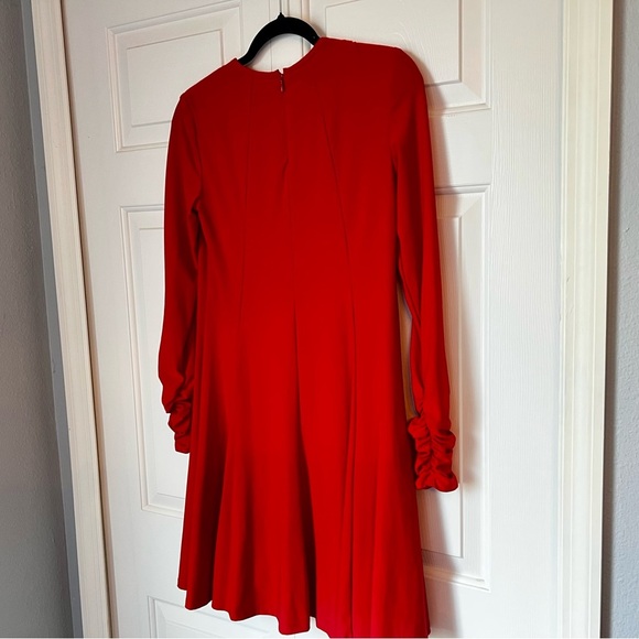 Lauren Ralph Lauren Fit & Flare Dress Red Long Sleeve Ruched Sleeve Size 4 - Picture 8 of 8